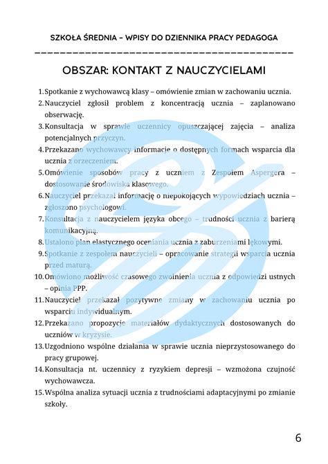 Przykładowe wpisy w świadectwie pracy