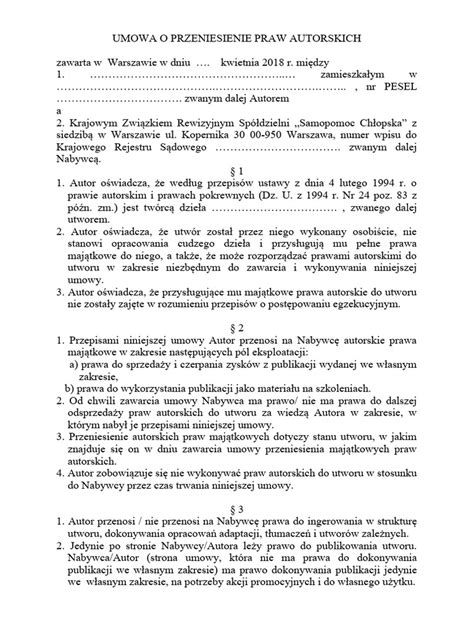 Przeniesienie praw autorskich w umowie o dzieło