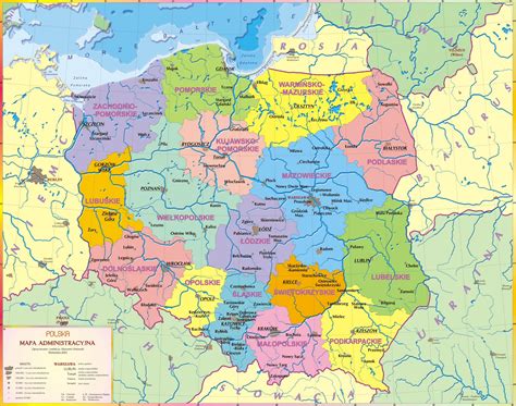 Mapa Polski z zaznaczonymi województwami o największej liczbie organizacji związkowych