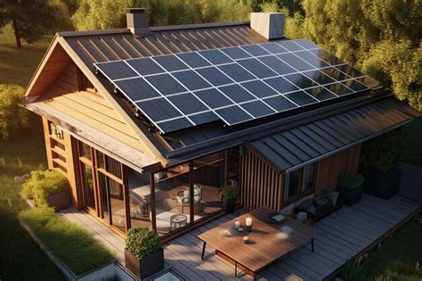 Ilustracja przedstawiająca panele fotowoltaiczne na dachu domu