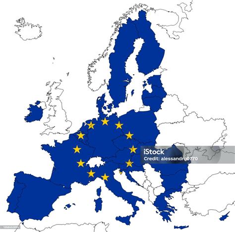 Mapa Europy z zaznaczonymi krajami UE