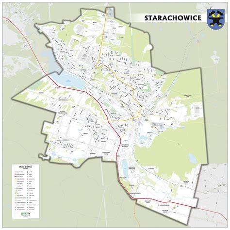 Mapa Starachowic z zaznaczonymi strefami przemysłowymi
