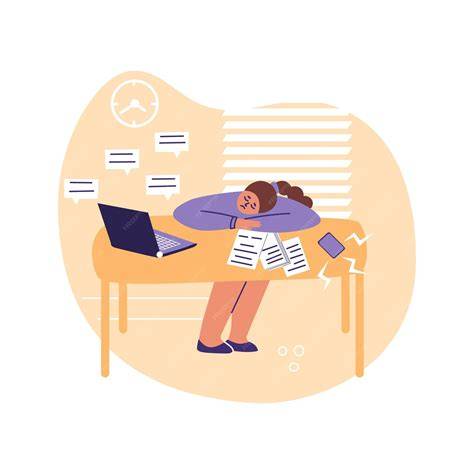 Ilustracja przedstawiająca pracownika zestresowanego w biurze