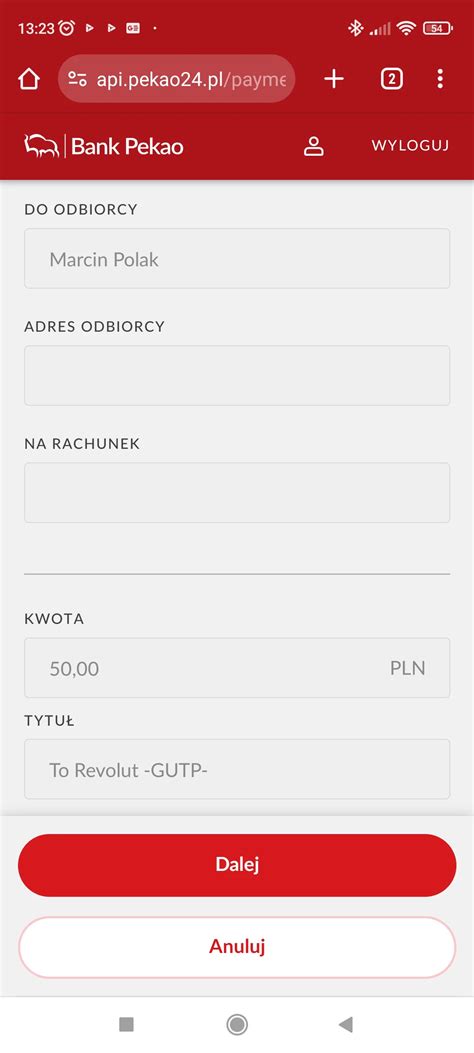 Przelew bankowy między partnerami