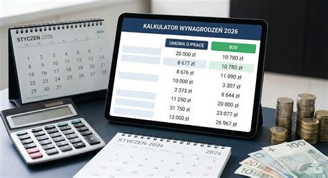 Ilustracja przedstawiająca kalkulator wynagrodzeń online