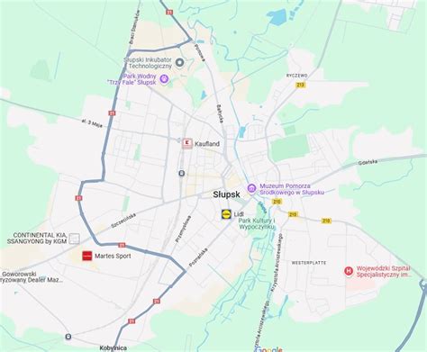 Mapa Słupska z zaznaczoną lokalizacją Miejskiej Biblioteki Publicznej