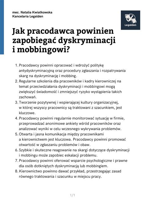 Infografika przedstawiająca kroki przeciwdziałania mobbingowi