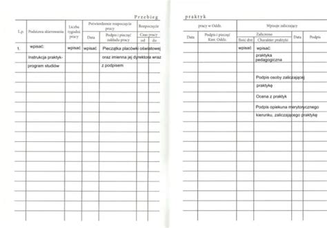 Przykładowa strona z dziennika konserwacji podnośnika