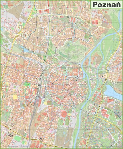 Mapa Poznania z zaznaczonymi instytucjami kultury