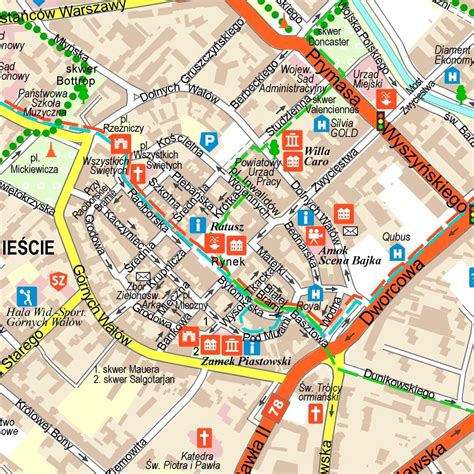 Mapa Gliwic z zaznaczonymi centrami technologicznymi i przemysłowymi