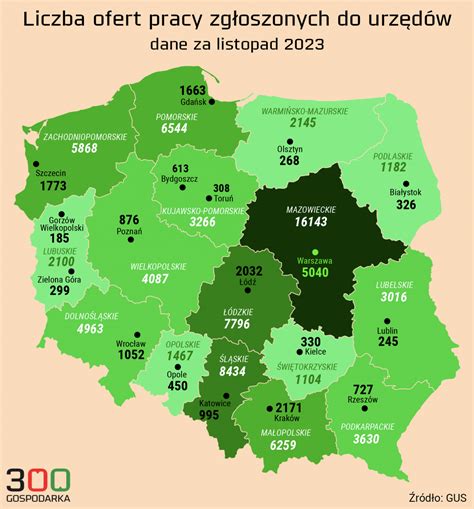 mapa pokazująca rozmieszczenie ofert pracy w obsłudze klienta w Polsce