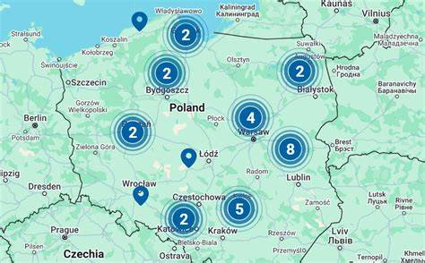 Mapa pokazująca lokalizację Skarbimierza