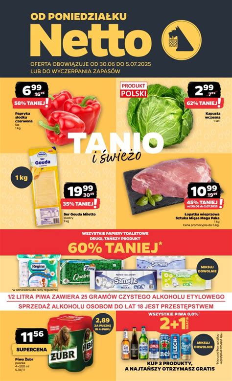 Grafika przedstawiająca przykładowe promocje w Netto