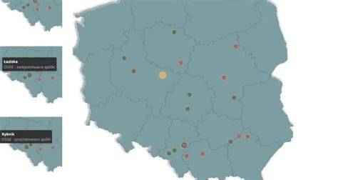 Mapa pokazująca potencjalne miejsca pracy dla biologów sądowych w Polsce