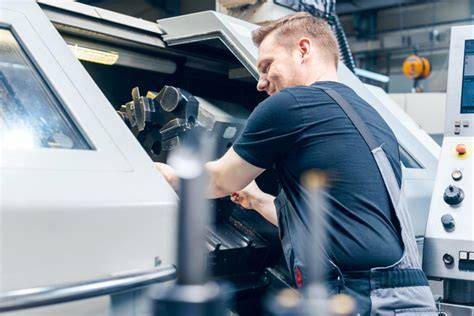 Operator maszyny CNC w zakładzie produkcyjnym