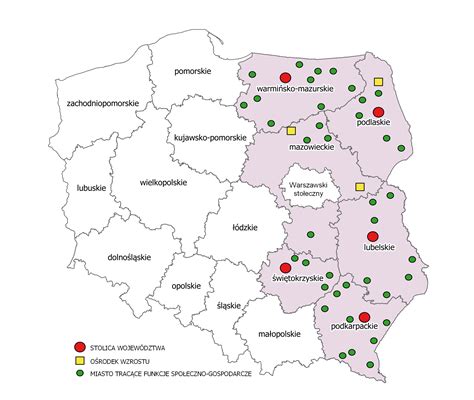 Mapa Łomży z zaznaczonymi obszarami aktywności gospodarczej
