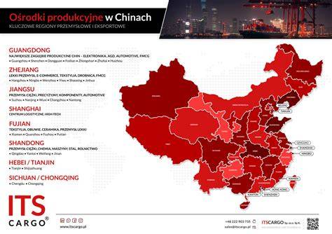 Mapa głównych ośrodków produkcji mebli w Chinach