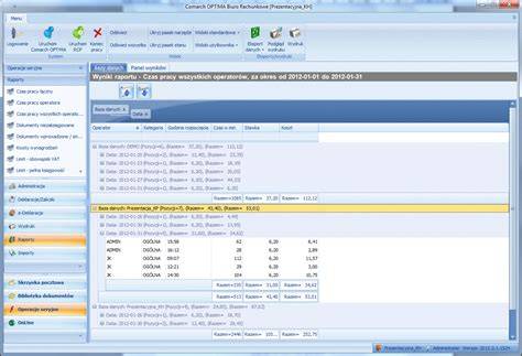 Interfejs programu Comarch ERP Optima z zaznaczonym menu Umowy cywilnoprawne