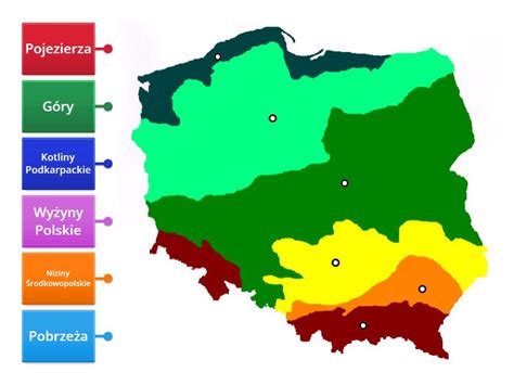 Mapa Polski z zaznaczonymi lokalizacjami zimowisk
