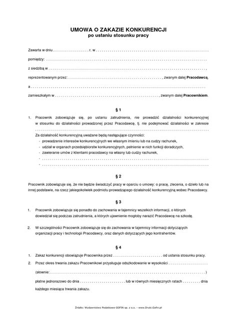 Infografika: Kluczowe elementy umowy o zakazie konkurencji po ustaniu stosunku pracy