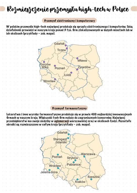Mapa pokazująca główne ośrodki rozwoju grafiki komputerowej w Polsce