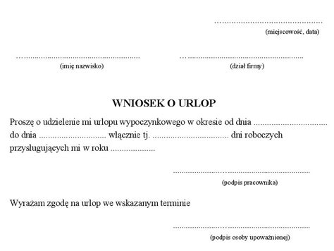 Wniosek o urlop