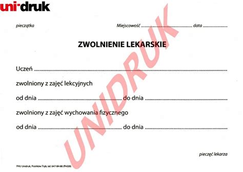 Zwolnienie lekarskie na druku