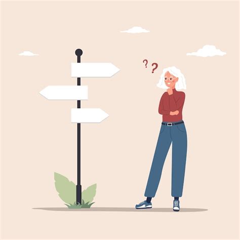 Kobieta podejmująca decyzję przy rozdrożu dróg