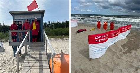 Zdjęcie ratownika wodnego czuwającego na wieży ratowniczej