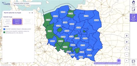 Mapa pokazująca rozkład szczepień w Polsce