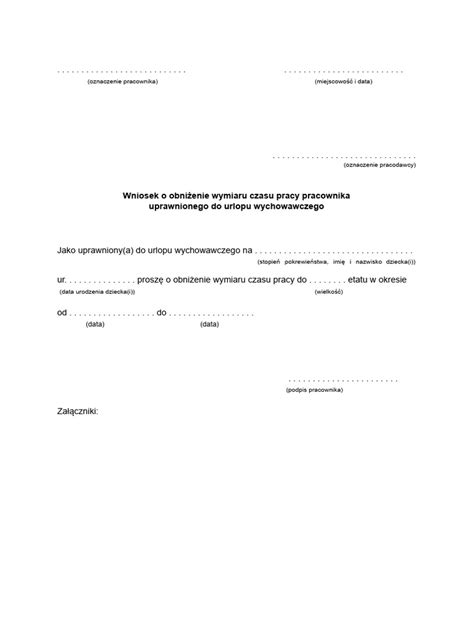 Pracownik składający wniosek o obniżenie wymiaru etatu