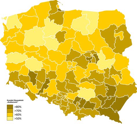Mapa Polski z zaznaczonymi okręgami wyborczymi