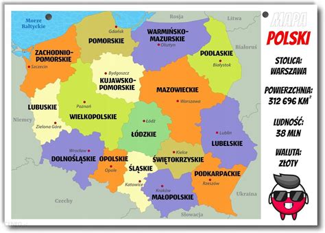 Mapa Polski z zaznaczonymi województwami objętymi programem Fundusze Europejskie dla Polski Wschodniej