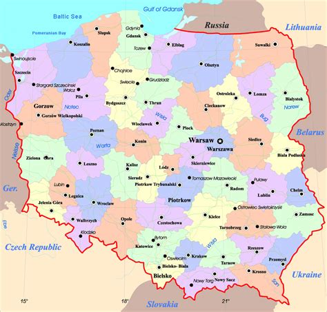 Mapa Polski z zaznaczonymi średnimi zarobkami księgowych w większych miastach