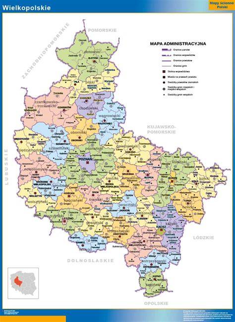 Mapa Wielkopolski z zaznaczonymi podregionami