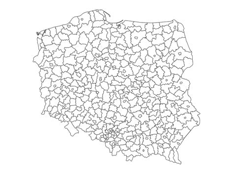Mapa Polski z zaznaczonymi jednostkami samorządu terytorialnego