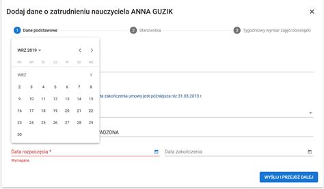 Kalendarz rozpoczęcia stażu