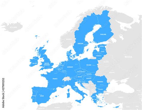 Mapa Unii Europejskiej z zaznaczonymi krajami