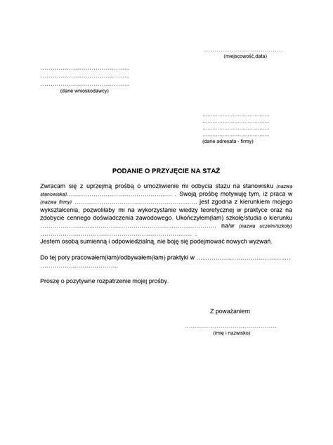Ilustracja przedstawiająca proces pisania podania o staż
