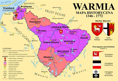 Mapa historyczna Warmii i Mazur