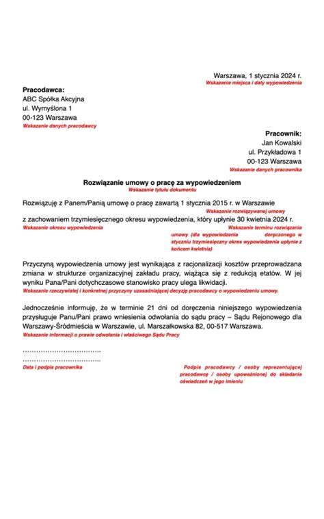 Pracownik piszący list z wypowiedzeniem umowy