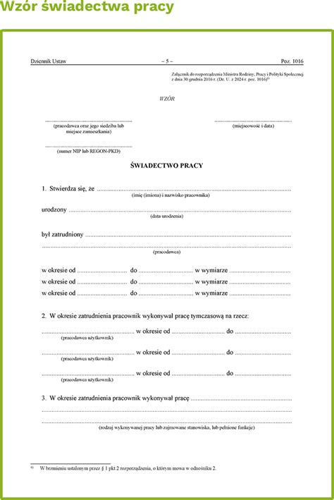 Świadectwo pracy - sekcja okresów nieskładkowych