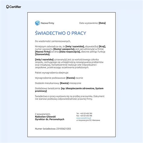 Formularz świadectwa pracy z zaznaczonymi punktami dotyczącymi wynagrodzenia chorobowego