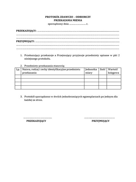 Przykładowy protokół zdawczo-odbiorczy lokalu