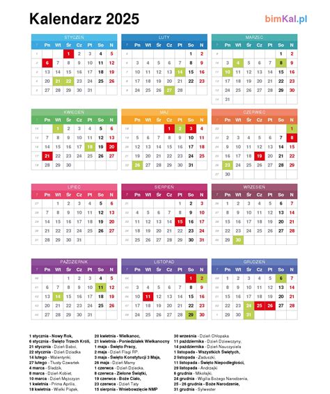 Kalendarz z zaznaczonymi datami