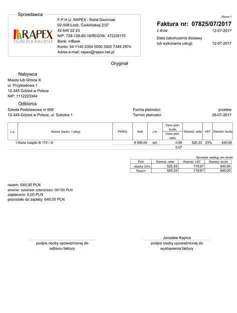 przykładowa faktura VAT na maszynę rolniczą