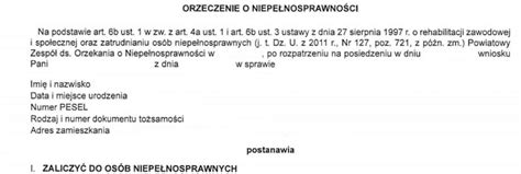 Orzeczenie o niepełnosprawności