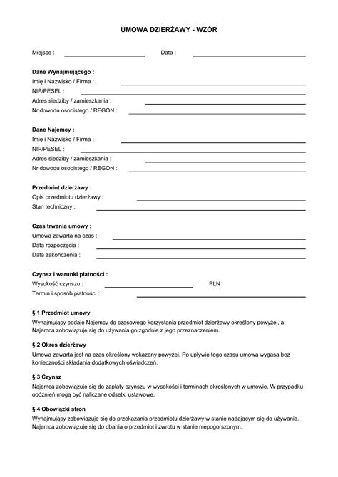 Struktura umowy zlecenie