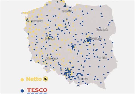 Mapa sklepów Netto w Polsce