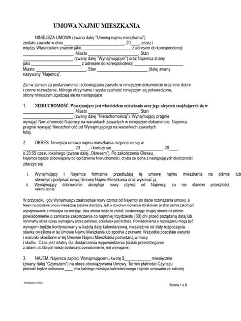 Schemat zakończenia umowy najmu